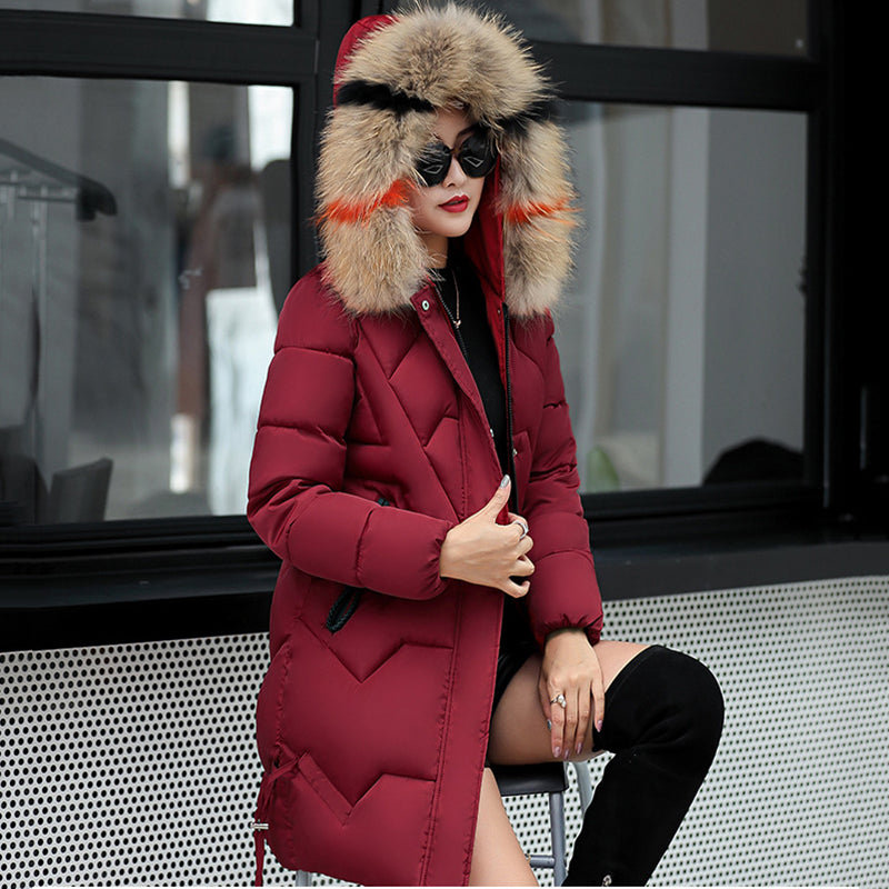✨Vintererbjudande💖Women's Vinter Puffer Coat med fuskpäls huva🧥